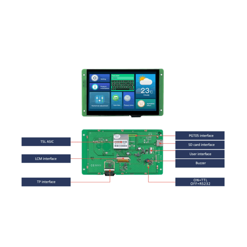 7″ DWIN DMG80480C070_04WTC Kapasitif Dokunmatik HMI Ekran