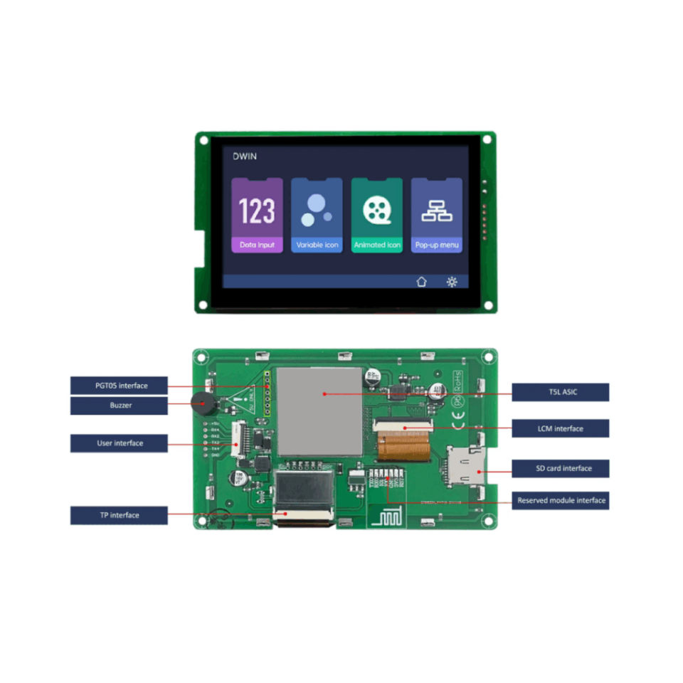 4.3 Inch DMG48270C043-03WTC DWIN HMI Display Kapasitif Ekran Dokunmatik
